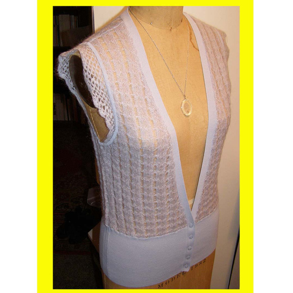 NEW Lt Blue IDEOLOGY Knit Mohair blend Vest M/L - Picture 1 of 8